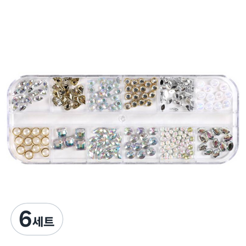 메이브라운 네일 스톤 파츠 12종 세트, 혼합색상, 6세트