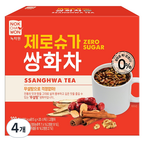 녹차원 제로슈가 쌍화차, 4개, 20개입, 15g
