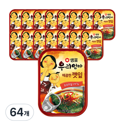 샘표 우리엄마 깻잎 매콤한맛, 70g, 64개
