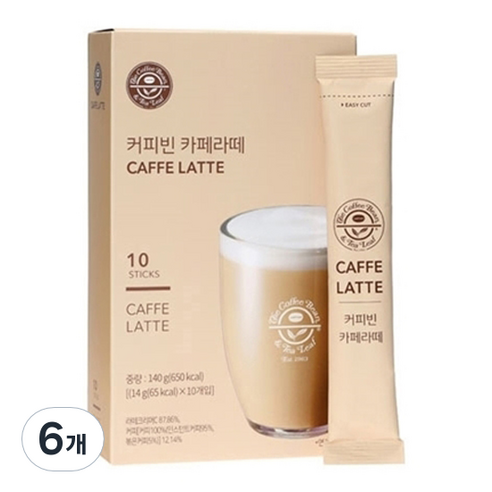 커피빈 카페 라떼, 14g, 10개입, 6개