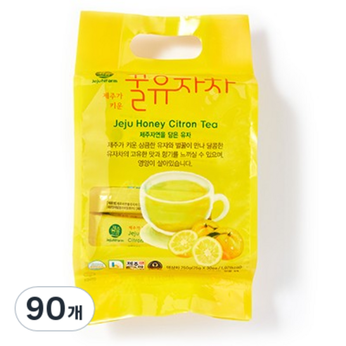 제주엔팜 제주자연 꿀 유자차 스틱, 25g, 30개입, 3개