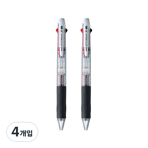 제트스트림 3색볼펜 0.38mm, 투명, 4개