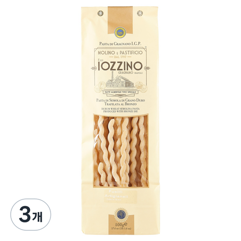 이오찌노 푸실리 아르티지아날리 이탈리아 파스타, 500g, 3개
