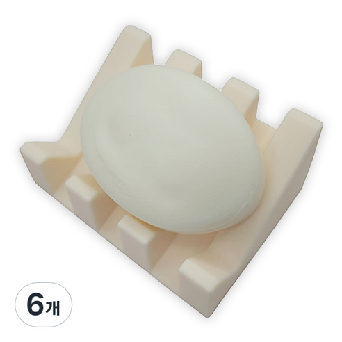바코젤 논슬립 실리콘 비누받침, 화이트, 6개