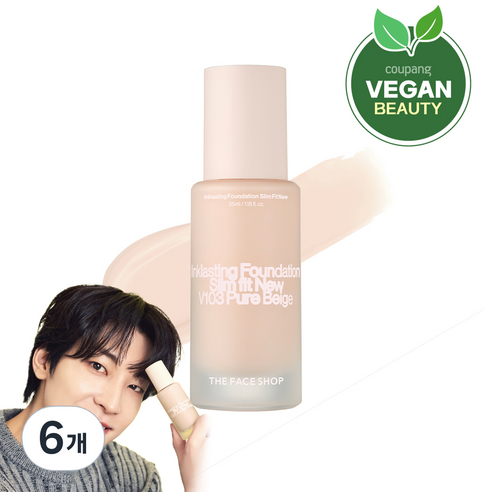 더페이스샵 잉크래스팅 파운데이션 슬림핏 뉴 35ml, V103, 6개