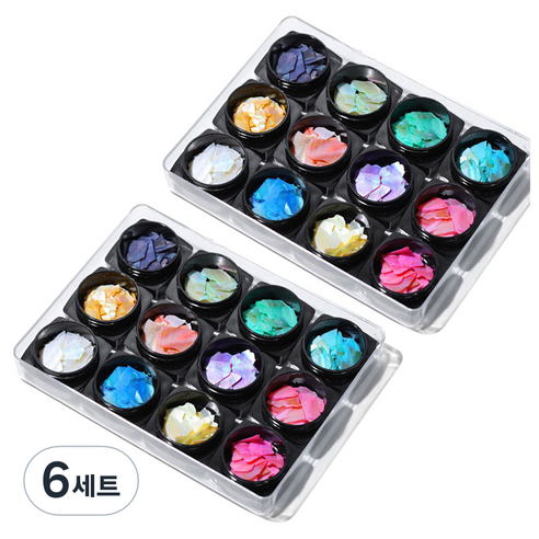 스위스녹스 자개 글리터 네일 파츠 12종 세트, 6세트, 02