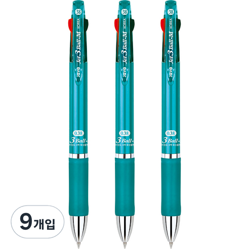 자바펜 제트3볼M 유성볼펜 0.38mm, 민트, 9개