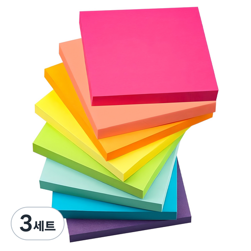 동아피엠에스 형광 점착 메모 패드 8색 400p 세트 76 x 76 mm, 혼합색상, 3세트