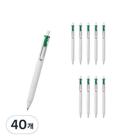 유니볼 원 중성 잉크펜 0.5mm, 그린, 40개