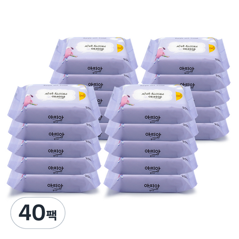 아띠앙 자연처럼 물티슈 휴대형, 20매, 40세트