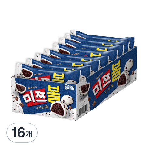 오리온 미쯔볼 쿠키앤크림 과자, 42g, 16개