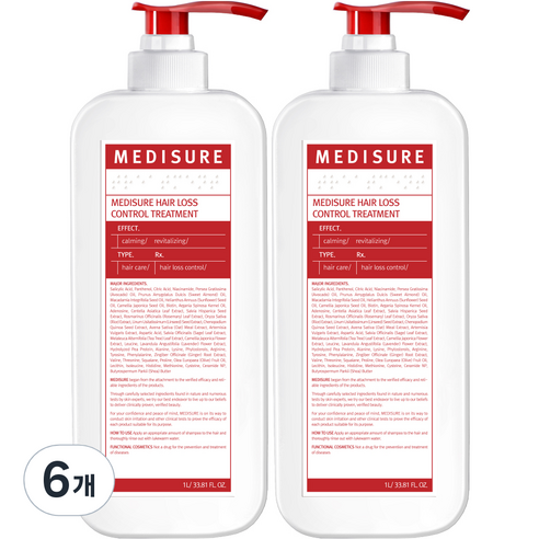 메디슈어 탈모증상완화 트리트먼트, 6개, 1L