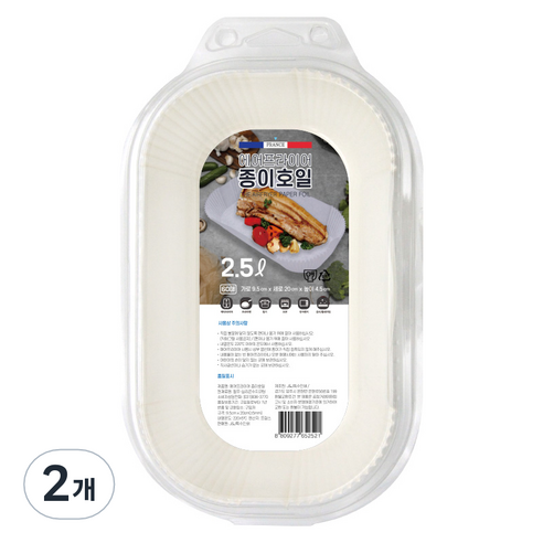 리빙베리 에어프라이어 직사각 종이호일 소형 2.5L 60p, 2개