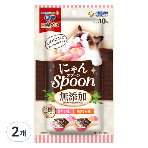 유니참긴노스푼 고양이 냥스푼 간식 10p, 혼합맛(참치 / 닭가슴살), 10g, 2세트