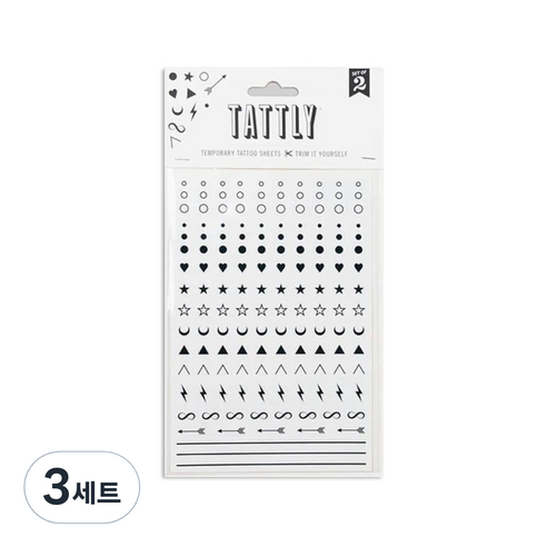 태틀리 타투 스티커 시트 2p, 페이션 익스프레션즈, 3세트