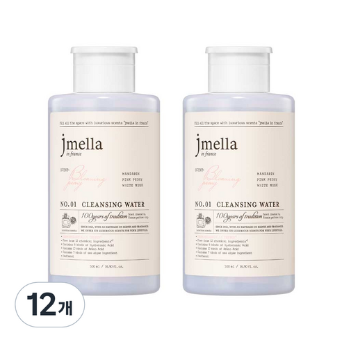 제이멜라 인 프랑스 블루밍 피오니 클렌징 워터, 500ml, 12개