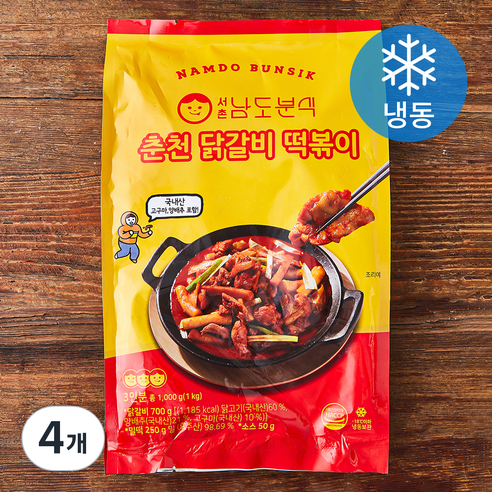 남도분식 춘천 닭갈비 떡볶이 (냉동), 1kg, 4개