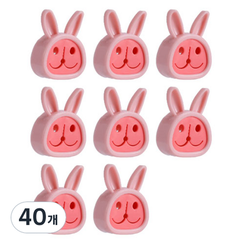 다용도 토끼 타올 플러그 홀더, 40개, 04 핑크