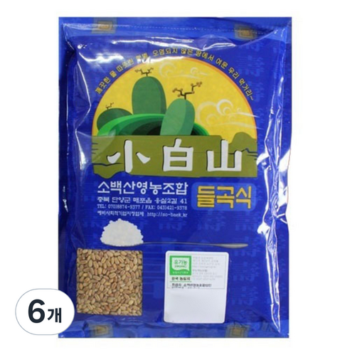 소백산영농조합 유기농 통밀쌀, 500g, 6개