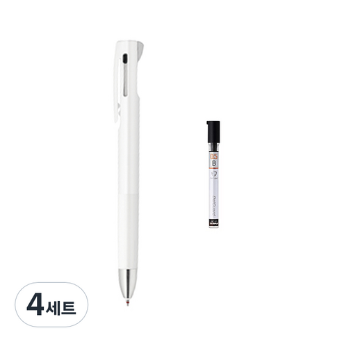 제브라 블렌 2+S 샤프 0.5mm + B샤프심, 화이트(샤프바디), 4세트