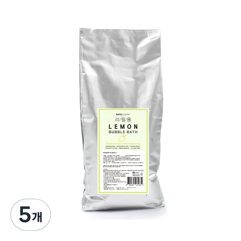 바스참 사해소금 버블바스 거품 입욕제 레몬 리필용, 1kg, 5개