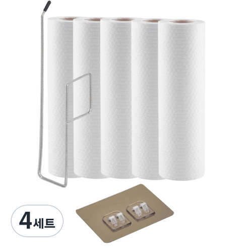 슬립온 클리닝 행주 5p + 거치대 + 후크 2p 세트 PK128, 4세트, 5개