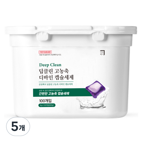살림백서 딥클린 고농축 디바인 캡슐세제 라벤더향, 5개, 100개입