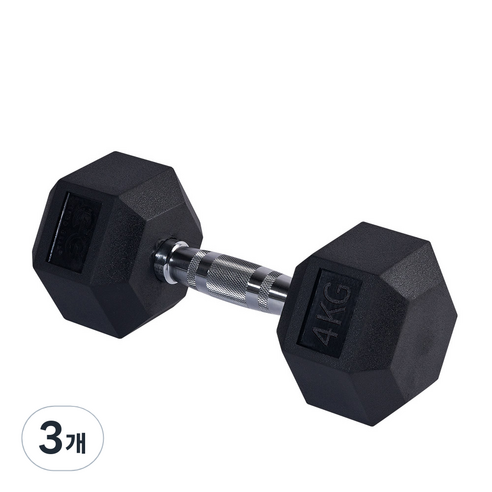 에르고기어 고무 육각아령, 4kg, 3개