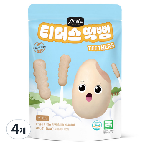 아넬라 유기농 티더스 떡뻥 순수백미, 백미맛, 30g, 4개