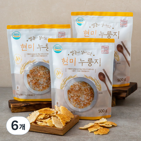 착한상점 쌀눈이 살아있는 현미 누룽지, 500g, 6개