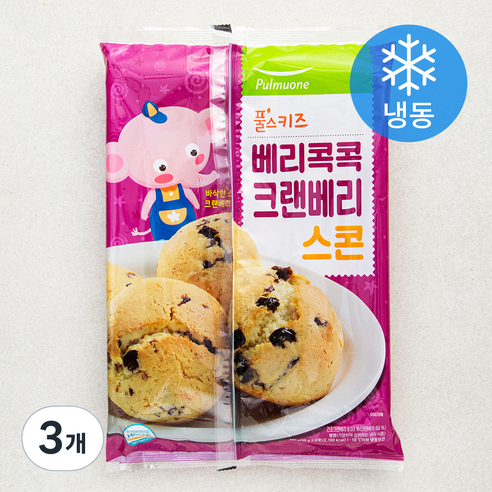 풀무원 풀스키즈 베리콕콕 크랜베리 스콘 9입 (냉동), 495g, 3개