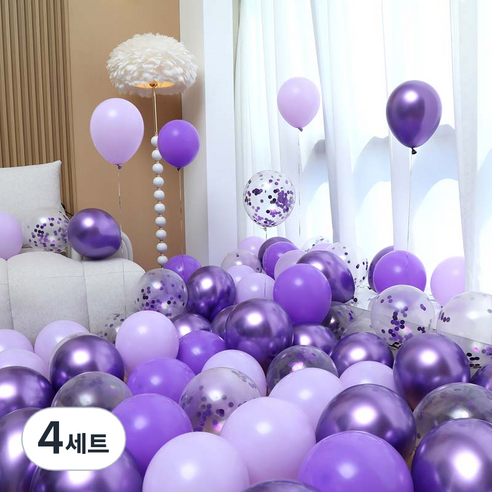 피앤비유니티 풍선 50p 세트 보라, 03 라벤다 컨페티 4색혼합 A, 4세트