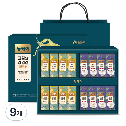 뉴케어 고칼슘 영양갱 셀렉션 16p + 쇼핑백, 720g, 9개