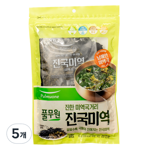 풀무원 진한 미역국거리 진국미역, 50g, 5개