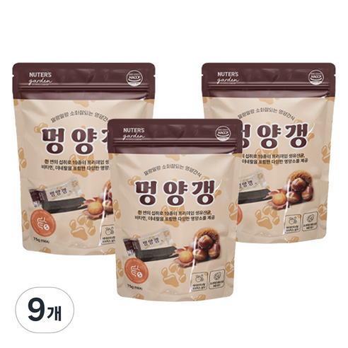 누터스가든 강아지 멍양갱 유산균 미네랄 비타민 간식, 밤, 75g, 9개