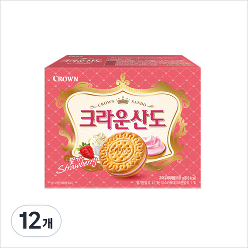 크라운 산도 딸기크림치즈, 161g, 12개
