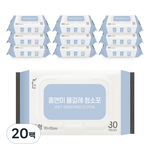 홈앤미 물걸레 청소포 캡형 30매, 20팩