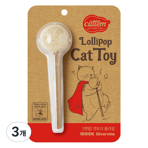 캣템 고양이 롤리팝 장난감 3.5 x 13 cm, 롤리팝 마따따비, 3개