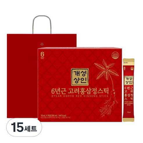 개성상인 6년근 고려홍삼정 스틱 + 쇼핑백, 300ml, 15세트