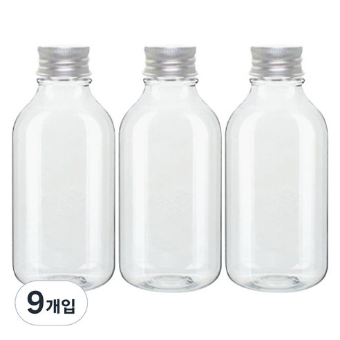 병도매닷컴 ARB520 투명 음료용기 알루미늄 실버캡, 520ml, 9개