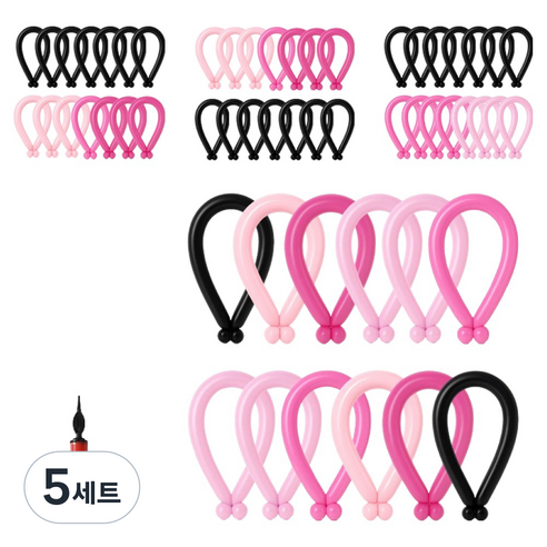 피앤비유니티 요술풍선 50p + 펌프 세트, 블러쉬 빈티지 혼합5색, 5세트