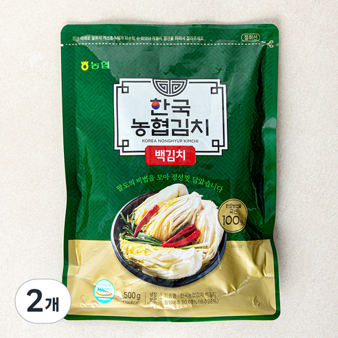 농협식품 한국농협김치 백김치, 500g, 2개