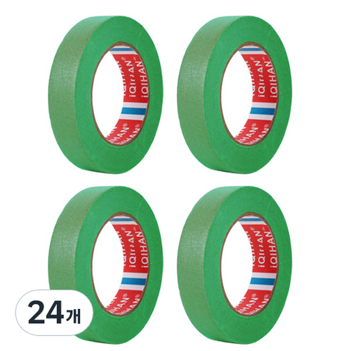 iQIHAN 다다 칼라 마스킹테이프 초록 25 mm x 20 m, 24개