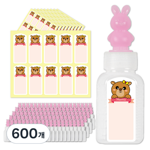 연두앵두 약병 20ml + 곰돌이 방수스티커, 600개