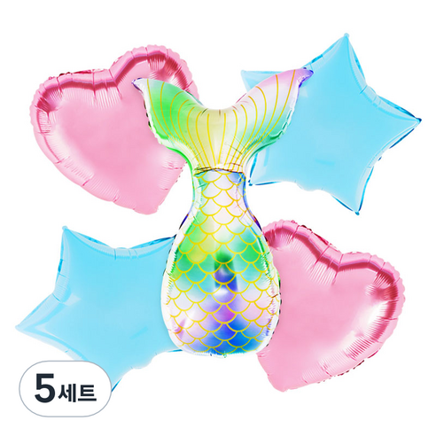 파티팡 원팩 캐릭터은박풍선 인어공주 베이비톤 부케 5종세트, 혼합 색상, 5세트