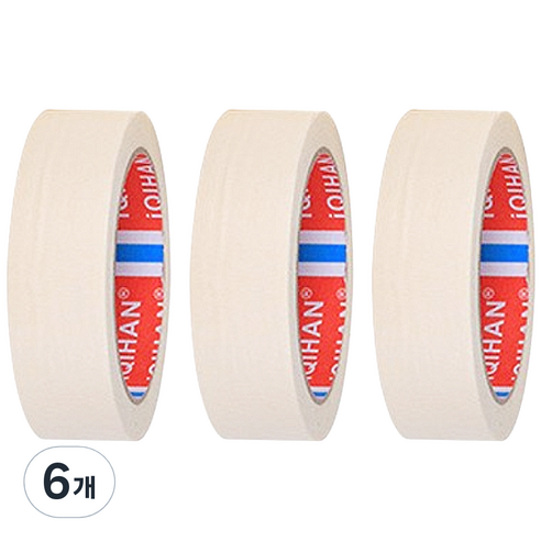 디파워샵 단색 종이 마스킹 테이프 40mm x 20m, 아이보리, 6개