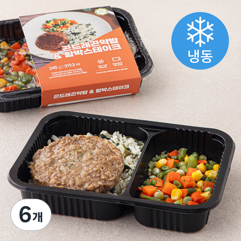 건강한끼 곤드레곤약밥 & 함박스테이크 (냉동), 245g, 6개