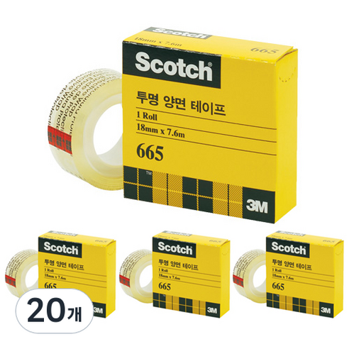 스카치 투명 양면 테이프 665 리필 18mm x 7.6m, 20개