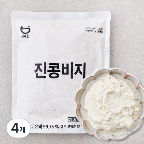 생채움 진콩비지, 1kg, 4개