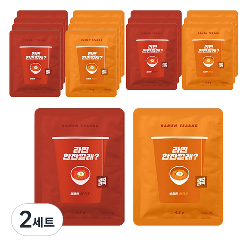 라면티백 순한맛 4.5g 8p + 매운맛 4.5g 8p 세트, 2세트